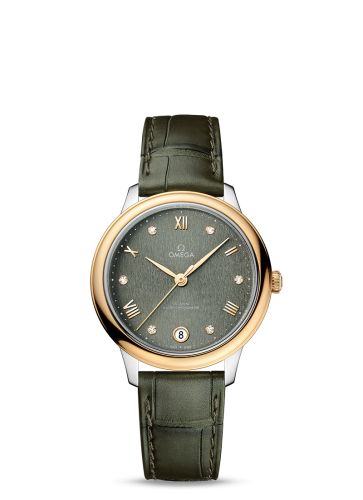 Omega De Ville Master Chronometer 34 Stainless Steel - Yellow Gold / Green - Diamond
